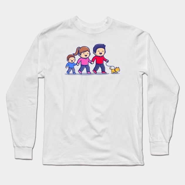 Cute Family Walking Long Sleeve T-Shirt by Catalyst Labs